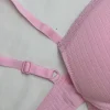 Kadın Pembe Dantelli Balenli Sütyen ve Slip Set